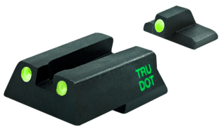 The MEPRO TRU-DOT Pistol Sight for HK45/45C/P30 is a set of handgun sights that contain tritium inserts that glow in the dark.